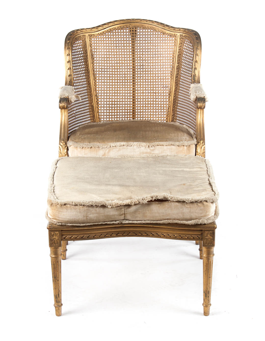 Appraisal: Louis XVI style giltwood and caned duchess brisee th century