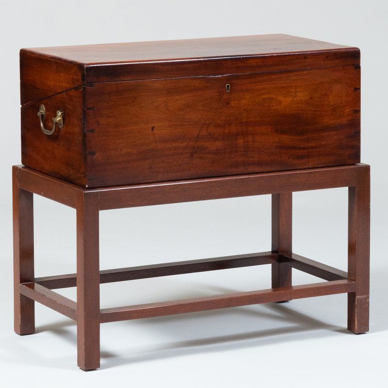 Appraisal: Victorian Mahogany Portable Writing Desk On later stand Total height