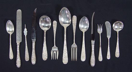 Appraisal: Stieff Rose Sterling Flatware Consisting of bouillon spoons soup spoons