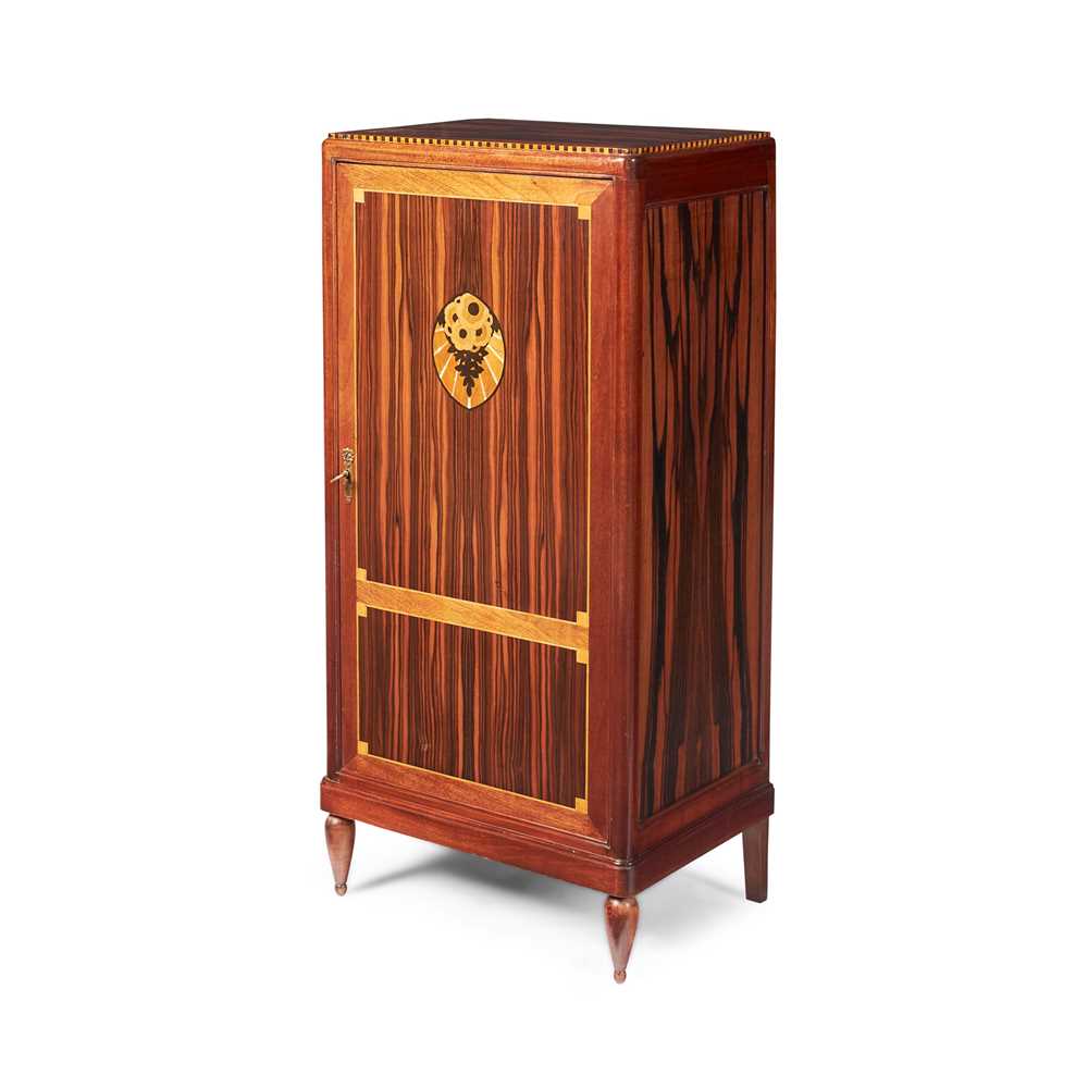 Appraisal: FRENCH ART DECO SIDE CABINET CIRCA coromandel marquetry inlaid with