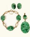 Appraisal: JADE JEWELRY - Suite of carved jade jewelry consisting of