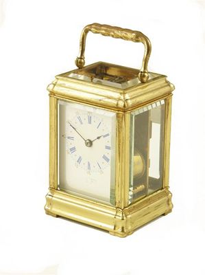 Appraisal: A late th century French gilt brass carriage clock with