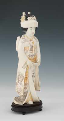 Appraisal: A Carved Ivory Japanese Figure of Court Lady on Wood