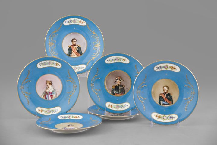 Appraisal: Set of Twelve Limoges Porcelain Portrait Dessert Plates with bleu