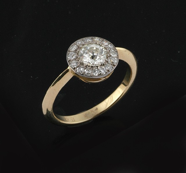 Appraisal: A vintage diamond cluster ring Centrally set with an old