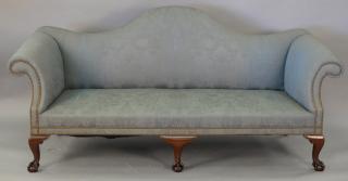 Appraisal: Three piece lot to include Chippendale style camel back sofa