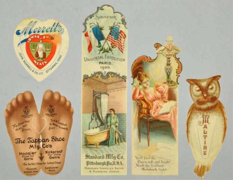 Appraisal: Lot of Celluloid Advertising Bookmarks Description Includes Maltine Universal Exposition