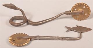 Appraisal: Two T Loose Contemporary Wrought Iron Pie Crimpers Fish and