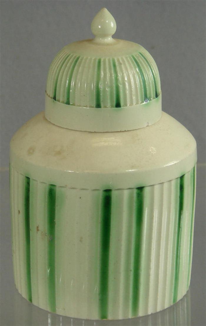 Appraisal: Leeds pearlware green decorated tea jar hole repaired in base