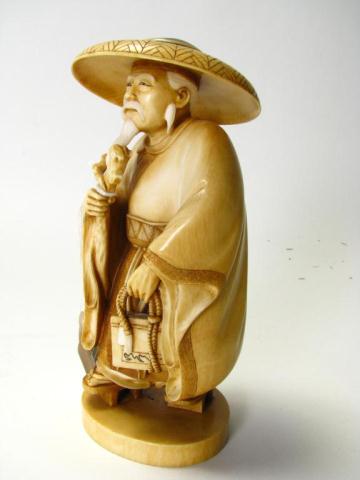 Appraisal: Vintage carved bone Japanese figure depicting an elder gentleman highCondition