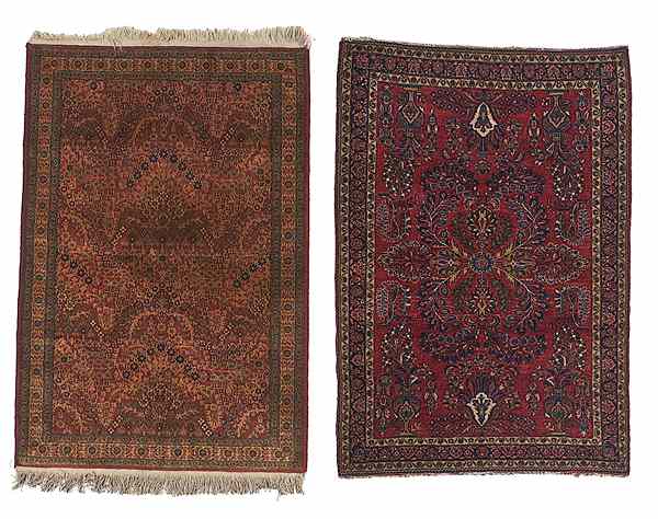 Appraisal: Sarouk Area Rugs Persian - s two Sarouk rugs one