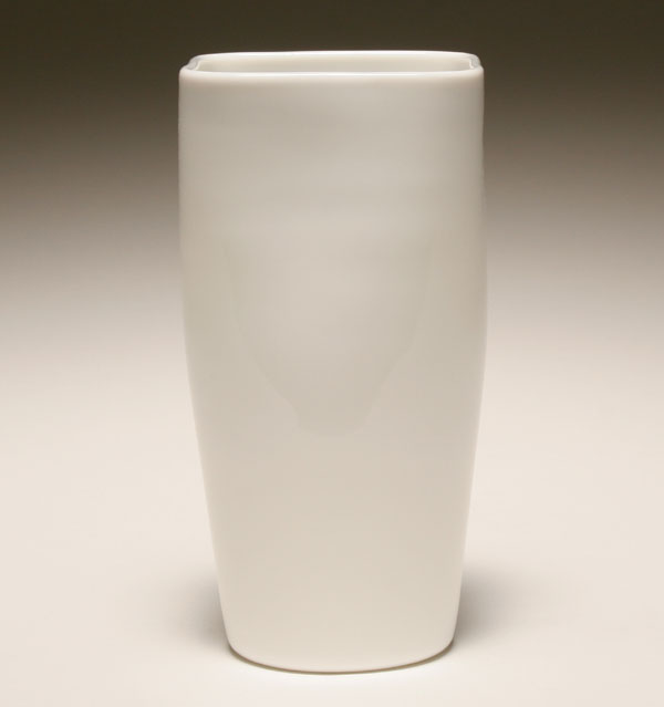 Appraisal: Venini lattimo art glass vase probably Bianconi White paste squared