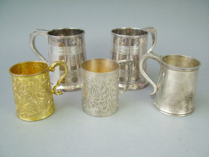 Appraisal: Three Victorian and later Christening tankards To include A Victorian