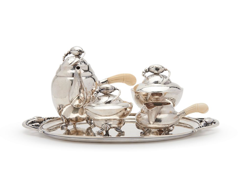 Appraisal: GEORG JENSEN Silver Four Piece Diminutive Squash Pattern Tea Service