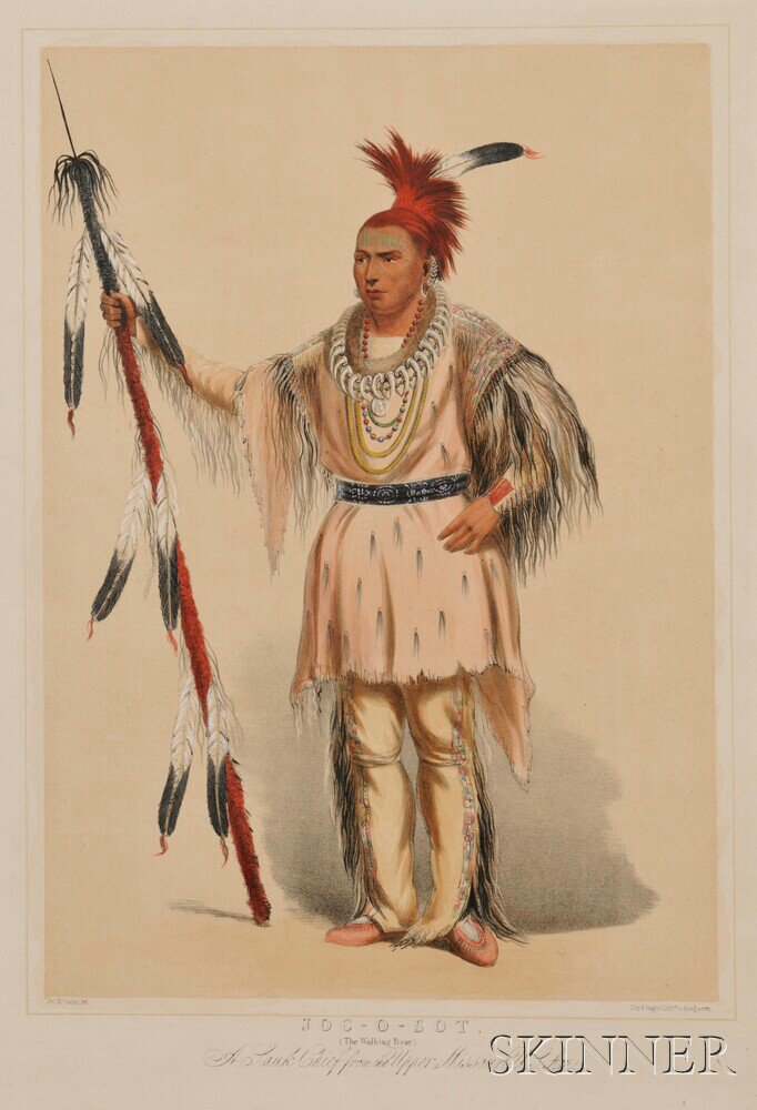 Appraisal: Colored Lithograph by George Catlin - of Joc-o-sot The Walking