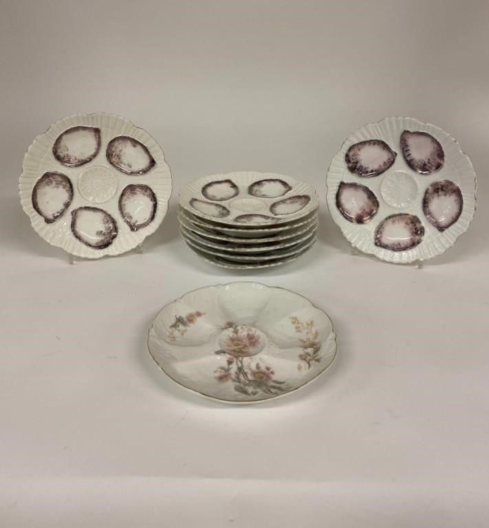 Appraisal: Set of eight French porcelain oyster plates diameter together with