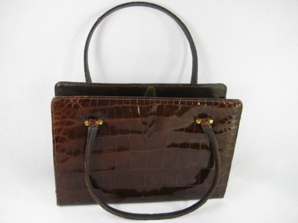 Appraisal: Women's brown alligator two strap hand bag by Bellestone Measures