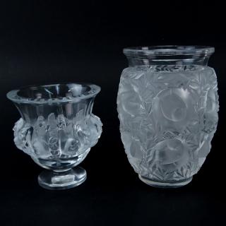 Appraisal: Two Lalique Crystal Vases Two Lalique Crystal Vases Includes Dampierre