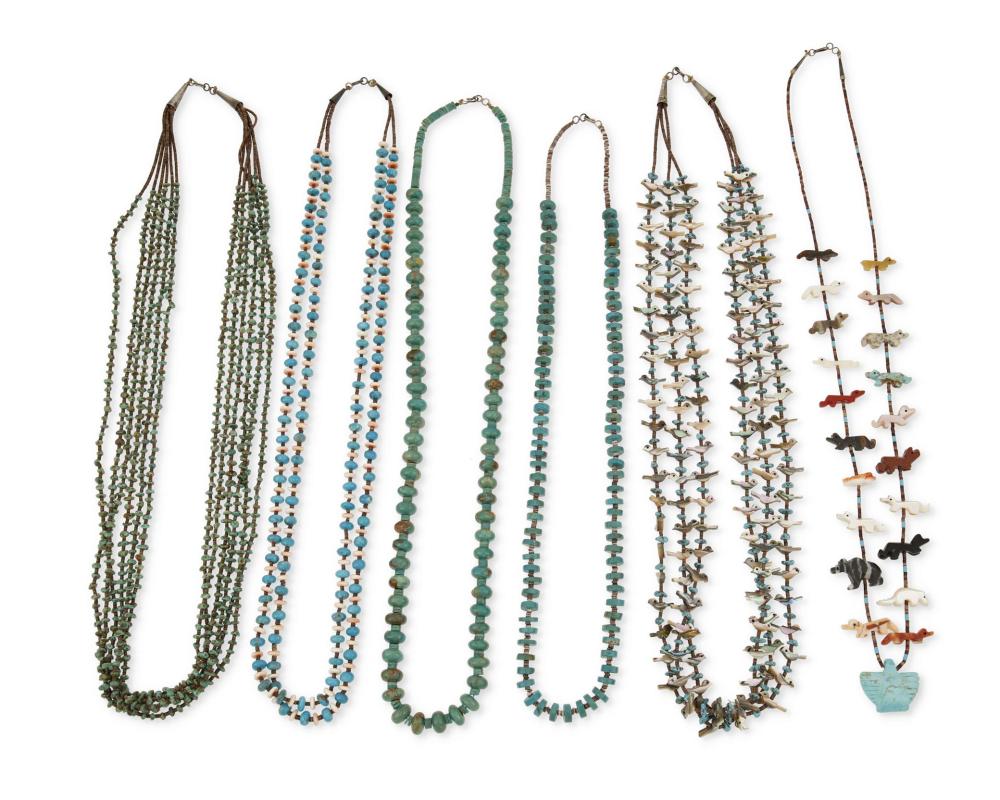 Appraisal: A group of Southwest stone bead necklaces Mid- th Century