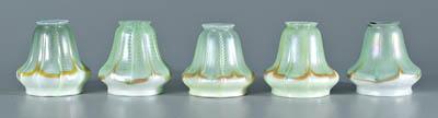 Appraisal: Five Steuben art glass shades pale green feather design on