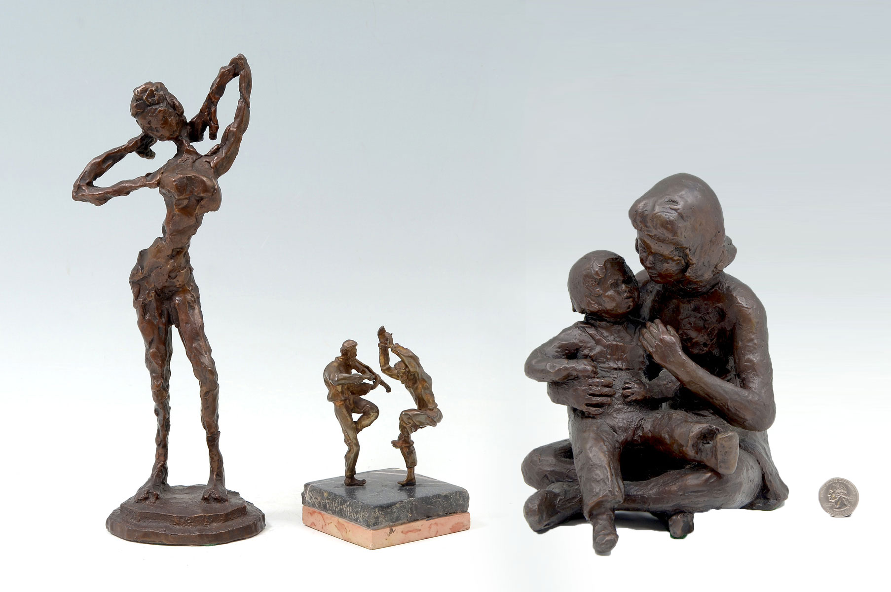 Appraisal: PIECE BRONZE LOT TO INCLUDE TWO BY MARILYN SIMON Stretching