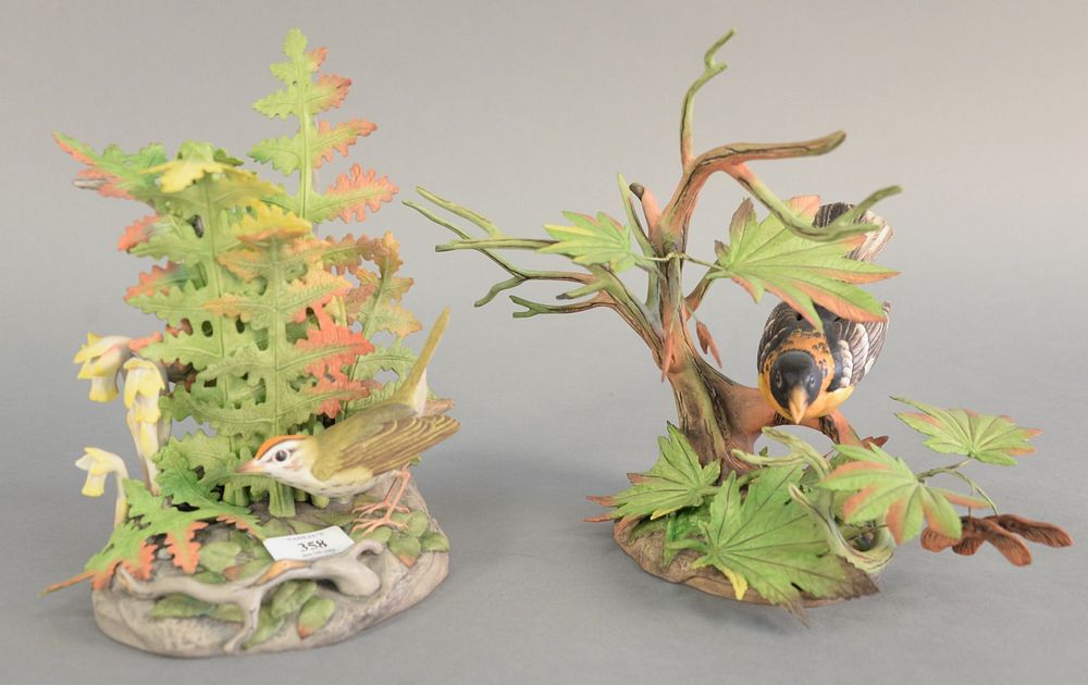 Appraisal: Two Boehm Black Headed Grosbeak porcelain sculpture - one samara