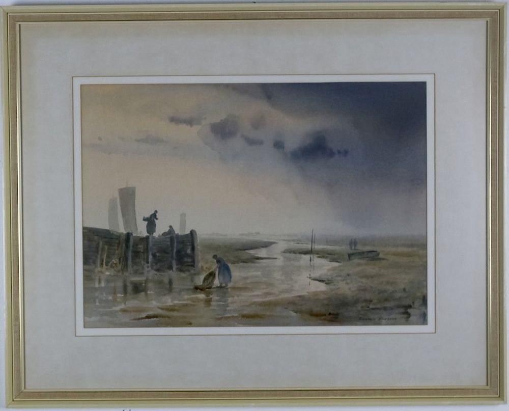 Appraisal: Edward Emerson Irish Landscape Watercolor Painting Guaranteed Authentic Edward Emerson