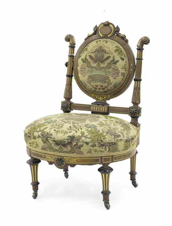 Appraisal: A Late Victorian Parcel Gilt and Ebonized Slipper Chair in