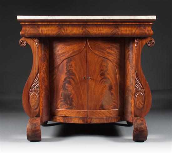 Appraisal: American Restoration carved mahogany marble top julep ham table Philadelphia