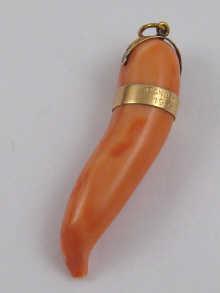 Appraisal: A coral pendant mounted in yellow metal tests carat gold