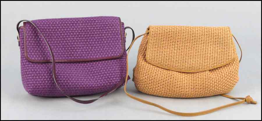 Appraisal: TWO BOTTEGA VENETA WOVEN CANVAS AND LEATHER HANDBAGS Purple ''