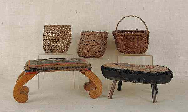 Appraisal: Three splint baskets th c tallest - together with two