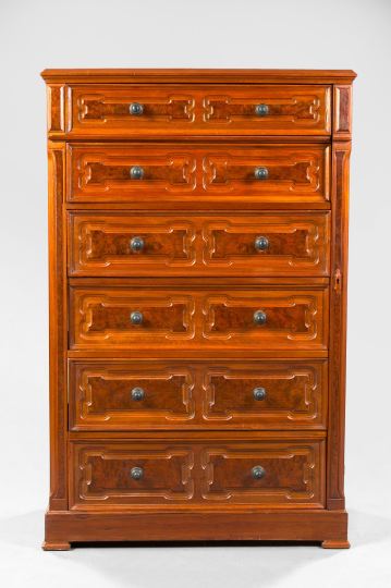 Appraisal: American Renaissance Revival Burled Walnut and Walnut Side-Lock Chest late