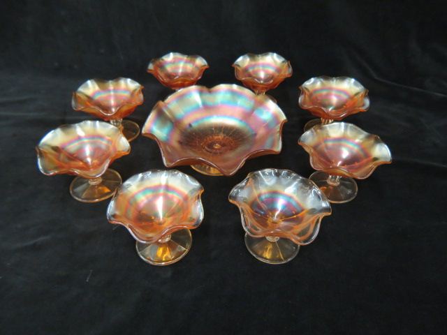 Appraisal: Northwood Carnival Glass Berry Set marigold footed master bowl ith