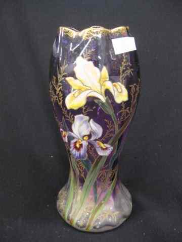 Appraisal: Mt Joye Enameled Art glass Vase amethyst to clear fine