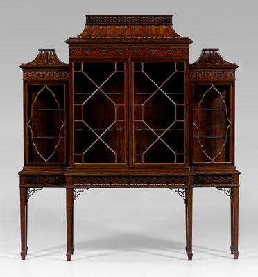 Appraisal: Fine Waring Chinese Chippendale style china cabinet pagoda form with