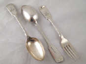 Appraisal: Irish Military interest A pair of silver plated fiddle pattern