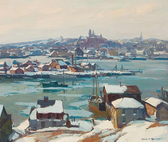 Appraisal: EMILE ALBERT GRUPPE American - Gloucester Harbor Winter oil on