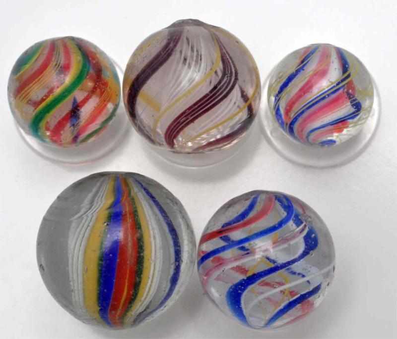 Appraisal: Lot of -Stage Swirl Marbles Description Includes one single ribbon