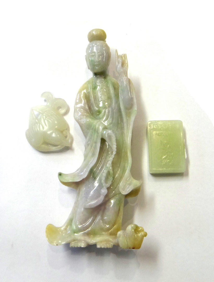 Appraisal: A Chinese pale celadon jade rectangular pendant th th century