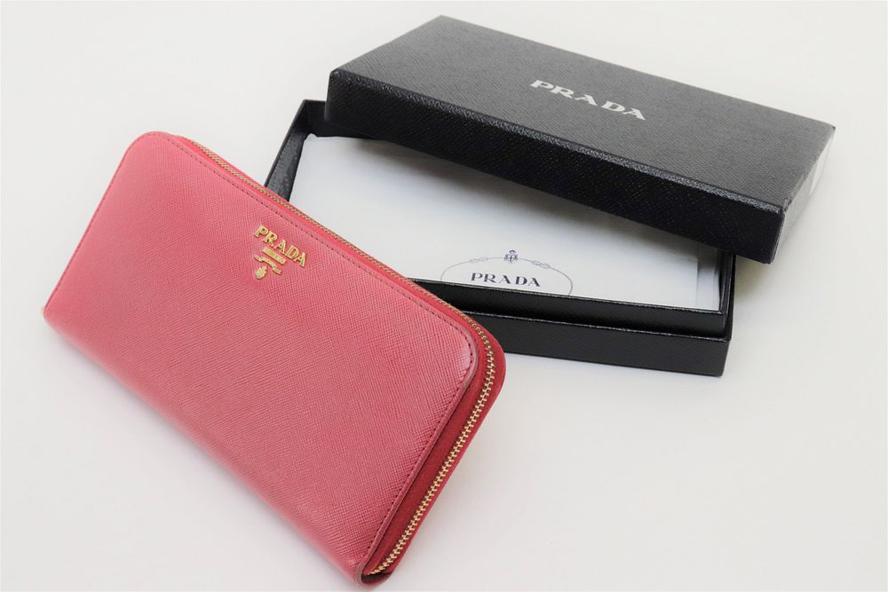 Appraisal: Prada - Large Saffiano Leather Wallet Coral pink Prada Saffiano