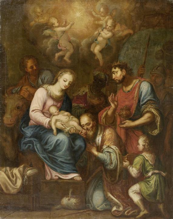 Appraisal: LINGELBACH JOHANNES FOLLOWER OF Frankfurt - Amsterdam The Adoration of