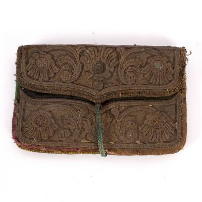 Appraisal: An embroidered green velvet purse Middle Eastern early th Century