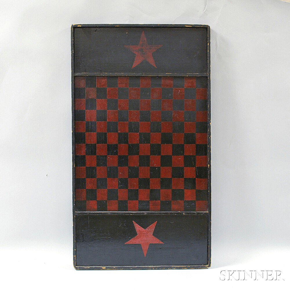 Appraisal: Painted Pine Double-sided Game Board late th century one side