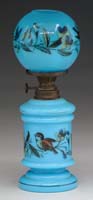 Appraisal: SCARCE MINI LAMP S - Blue cased glass with multi-colored