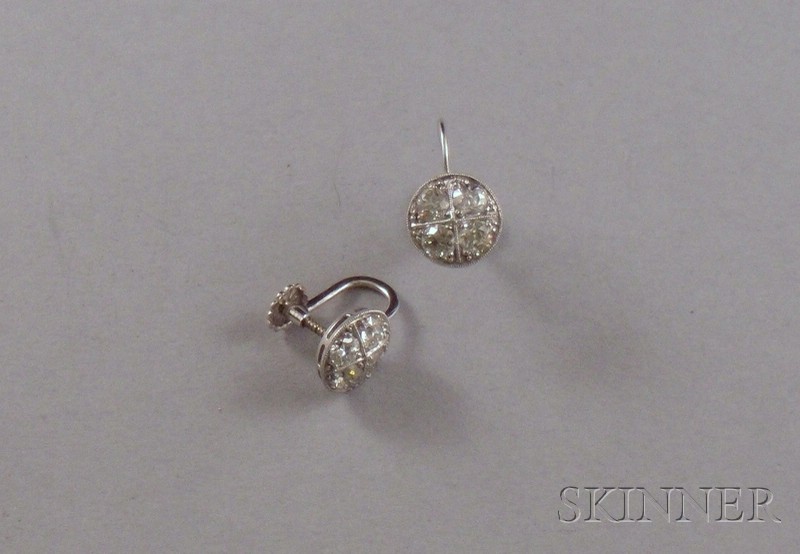 Appraisal: Pair of kt White Gold and Pave Diamond Earrings