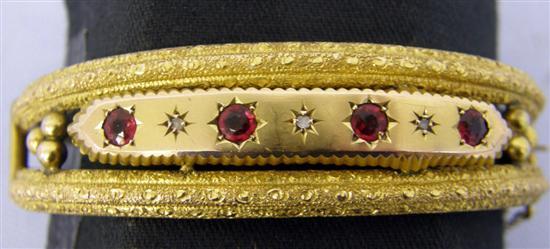 Appraisal: th century ct gold bracelet inset with rubies and diamonds