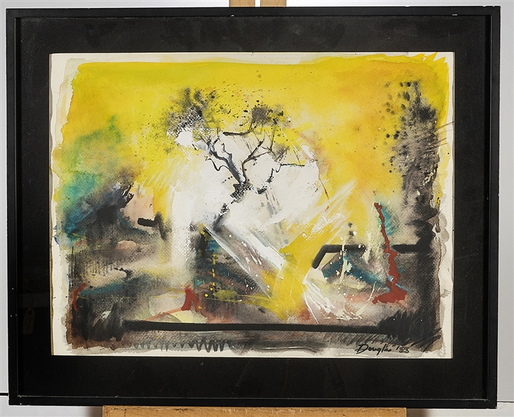 Appraisal: Framed abstract watercolor signed Douglas ' x sight approx