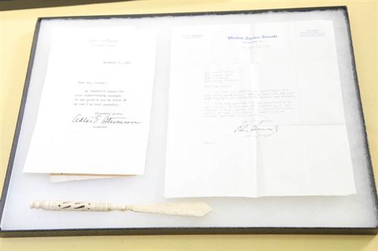 Appraisal: TWO POLITICAL AUTOGRAPHS A letter from John F Kennedy's Senate