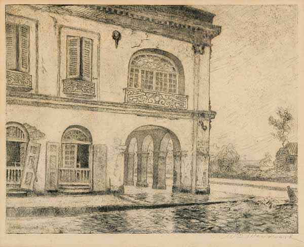 Appraisal: William Woodward American New Orleans - View of the Cabildo